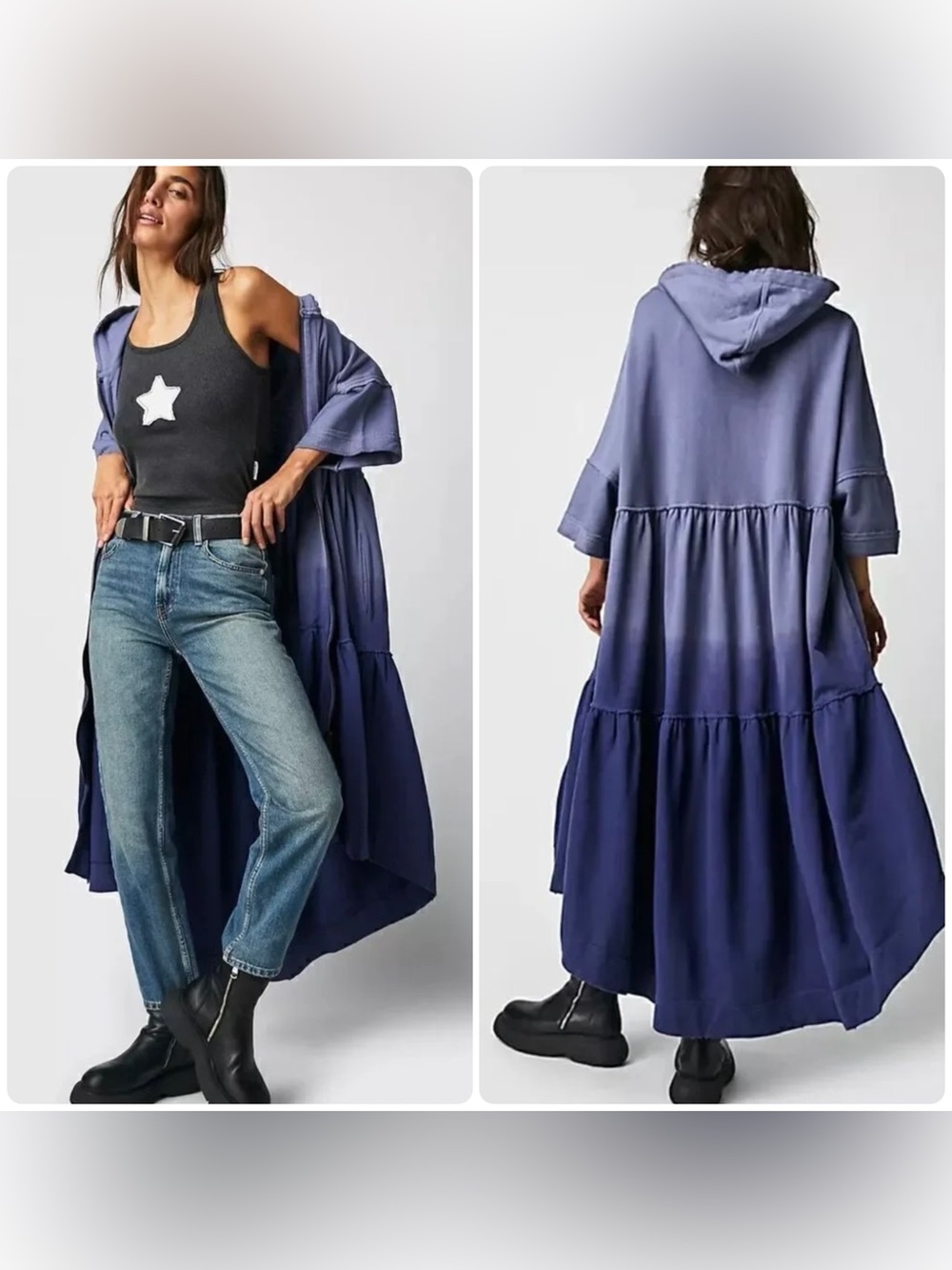 FREE PEOPLE MOLLY CARDI HOODIE IN BLACK BIRD